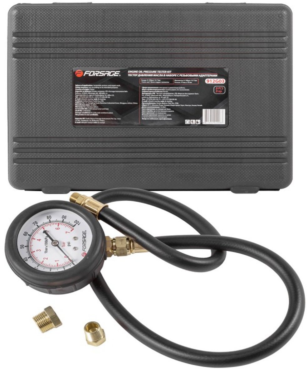 Tester miernik ciśnienia oleju z adapterami 0-7bar zestaw