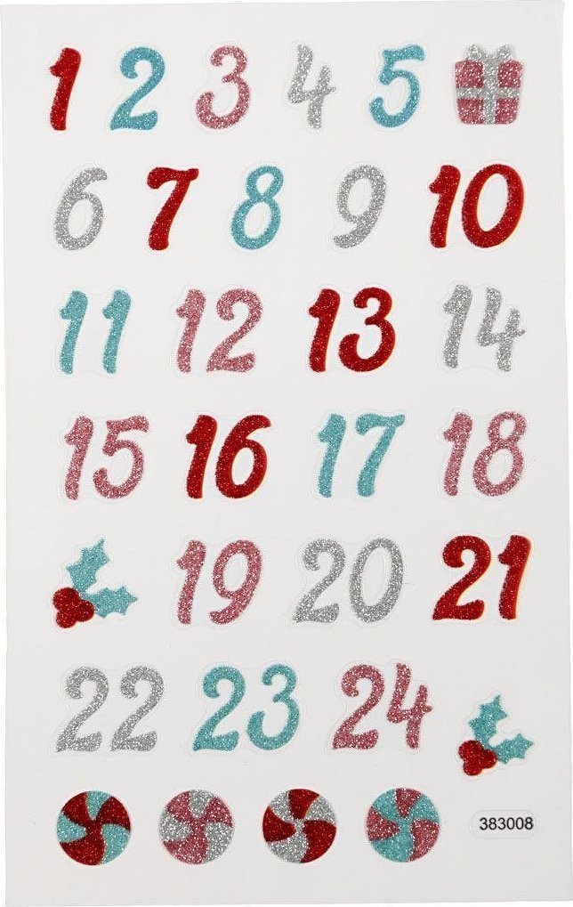 Naklejki Brokatowe Adwentowe Liczby