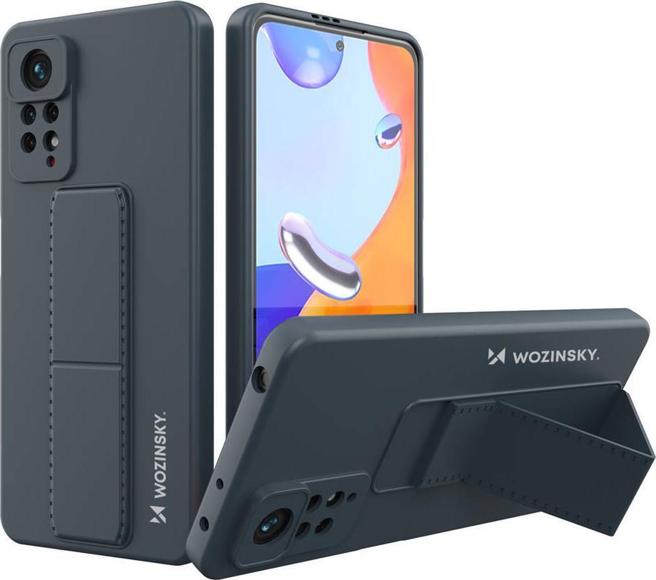 Wozinsky Kickstand Case elastyczne silikonowe etui z podstawką Xiaomi Poco X4 Pro 5G granatowy