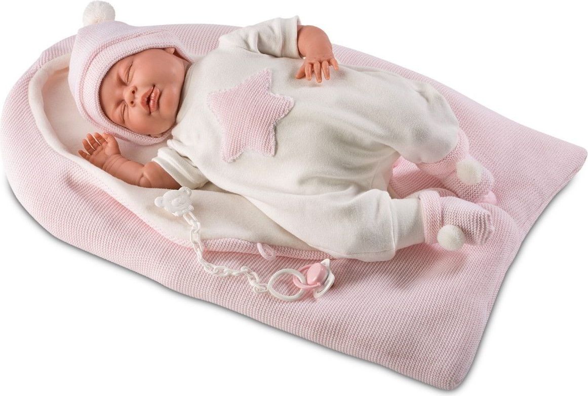 Llorens Lalka płacząca Mimi w różowym śpiworku, 40 cm (GXP-607874)