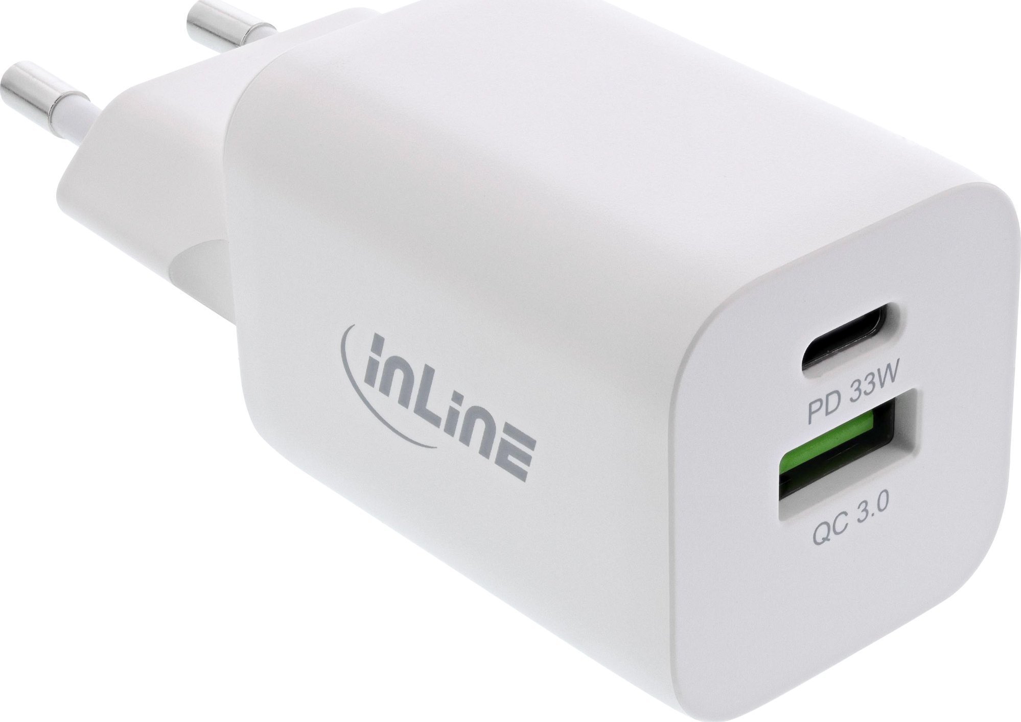InLine® Power Delivery + Quick Charge USB Netzteil, 33W, USB-A + USB-C, weiß