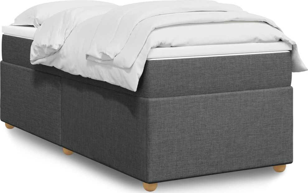 vidaXL Łóżko kontynentalne z materacem, ciemnoszara tkanina 90x200 cm