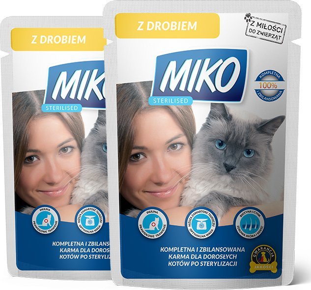 MIKO SASZETKA 24x100g STERILISED Z DROBIEM