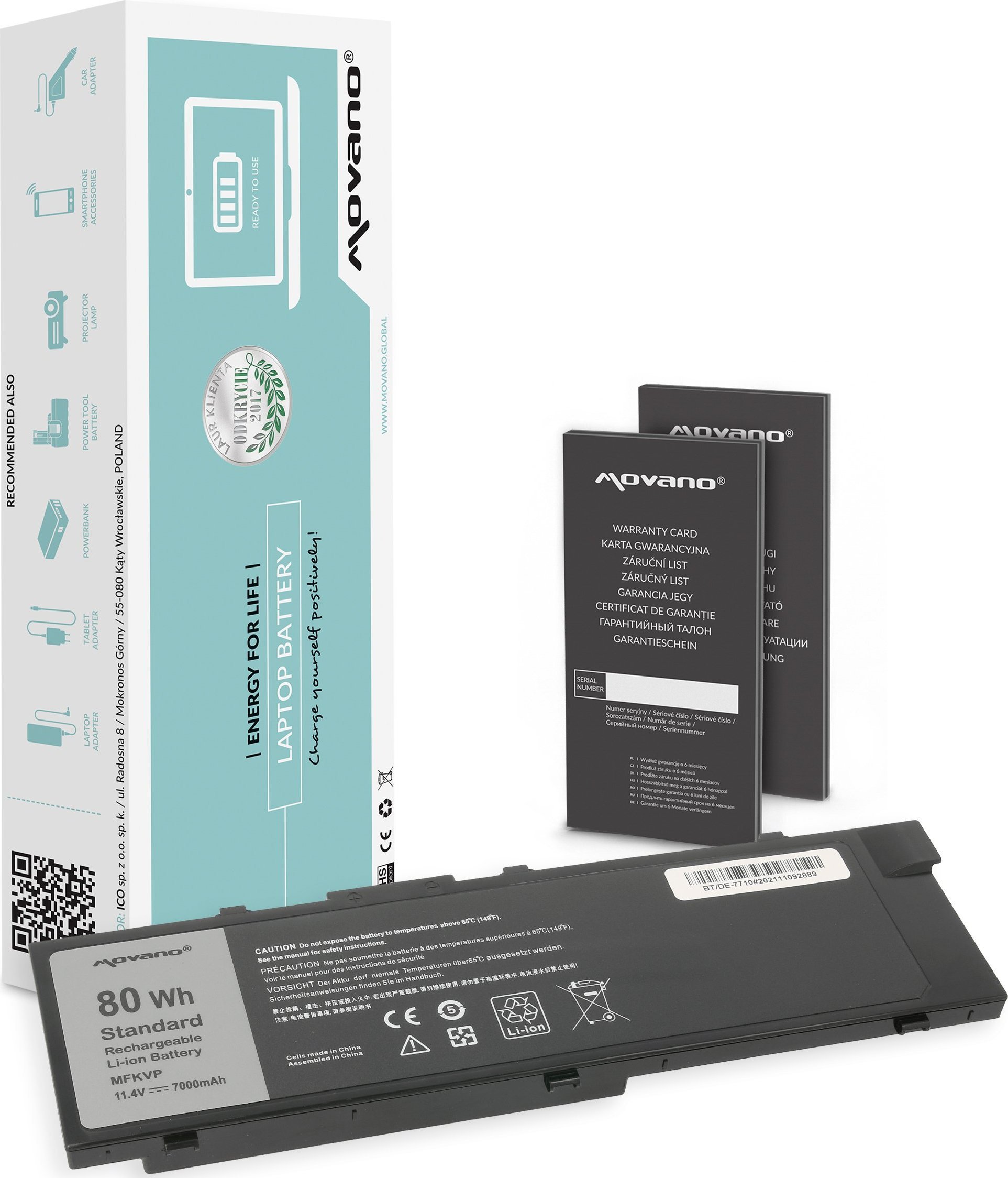 Bateria Movano Bateria MFKVP do Dell Precision 15 7510 17 7710