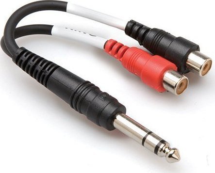Kabel Hosa Jack 6.3mm - RCA (Cinch) x2 0.1m czarny (YPR-102)