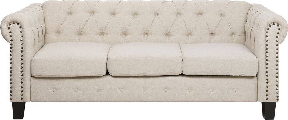 Beliani Sofa 3-osobowa proste nogi beżowa CHESTERFIELD