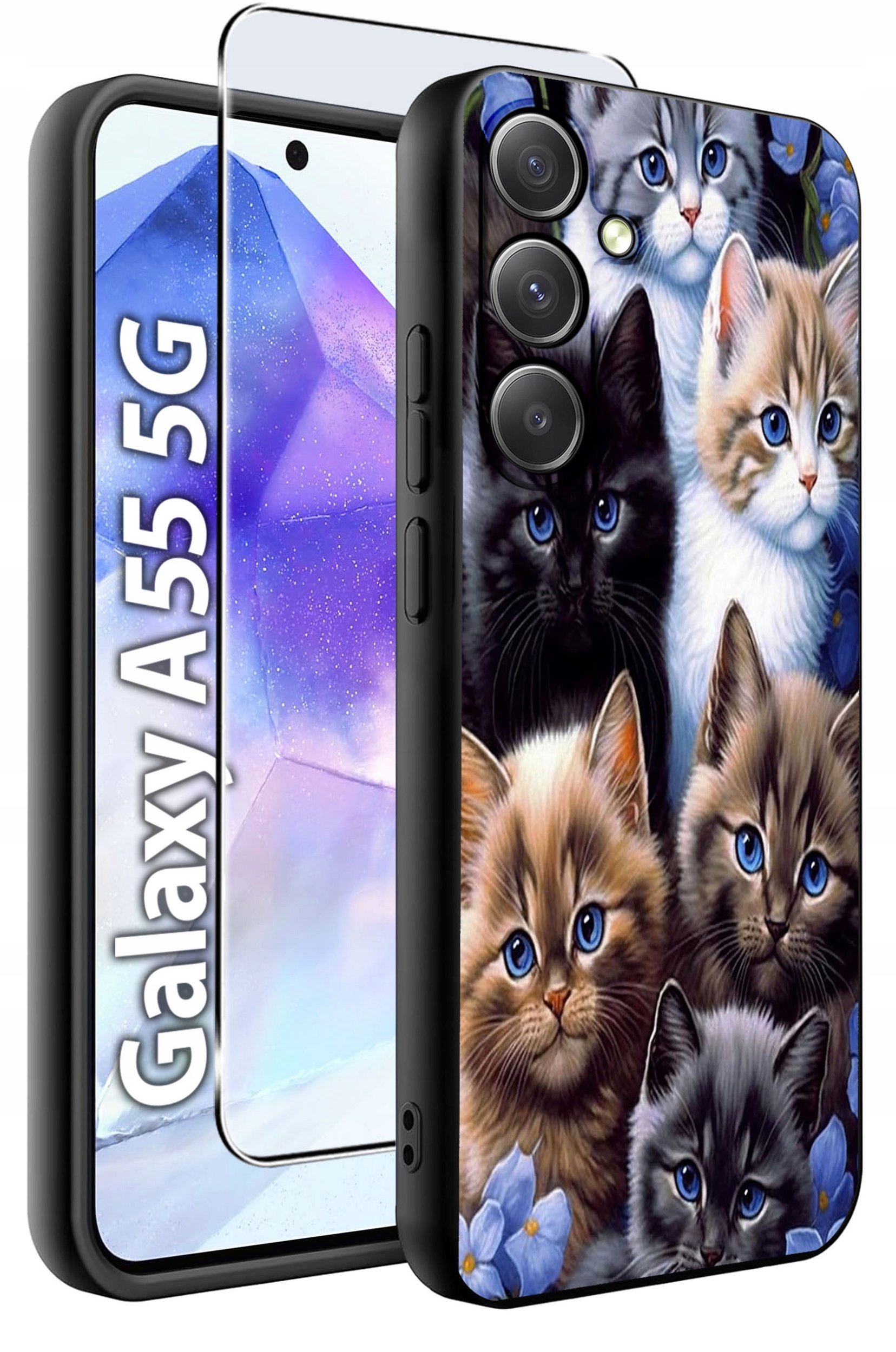 ETUI do Samsung A55 5G WZORY | SILIKONOWE MATT CASE + SZKŁO HARTOWANE 9H