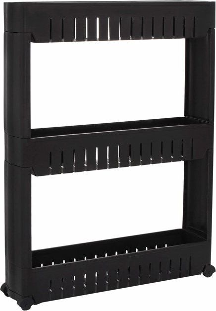 Springos Regał na kółkach 3-poziomowy czarny