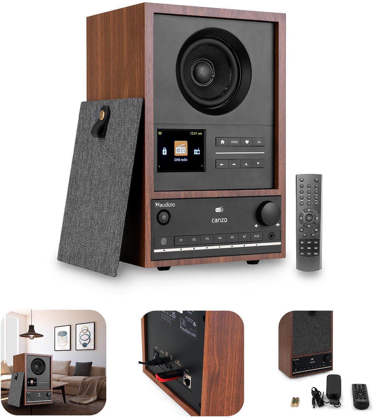 Radio internetowe DAB+/FM BT WIFI Canzo Audizio ciemne drewno one size