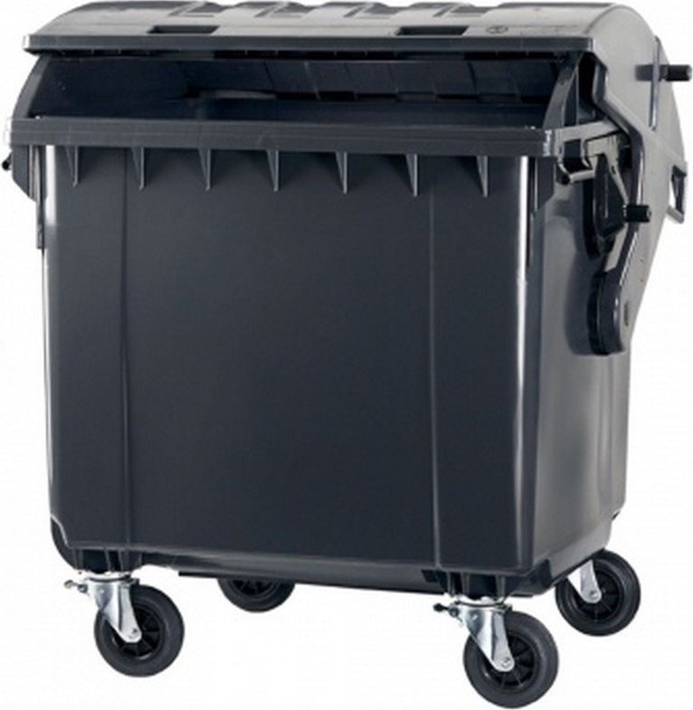ARS Pojemnik do segregacji odpadów na kółkach, półokrągła pokrywa pojemność 1100 l (kolor grafitowy)