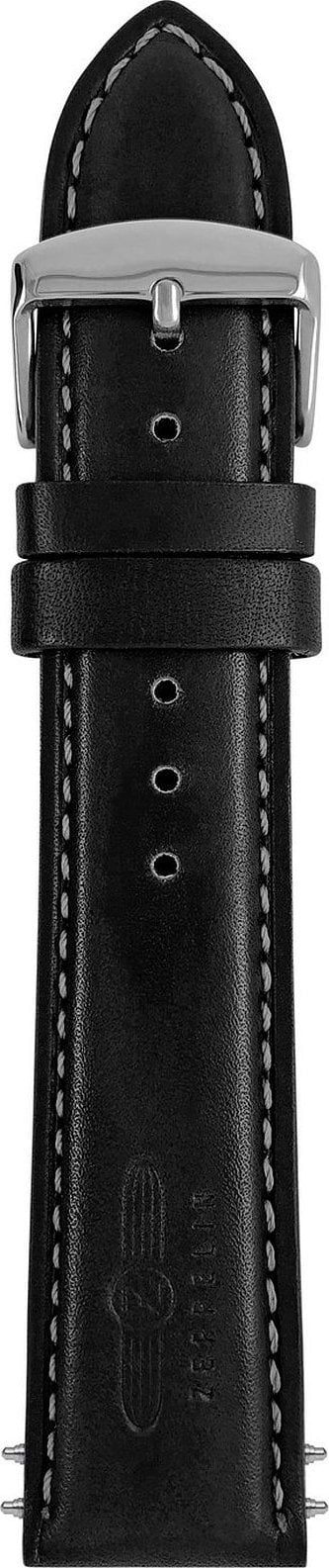 Pasek skórzany Zeppelin, czarny 22 mm