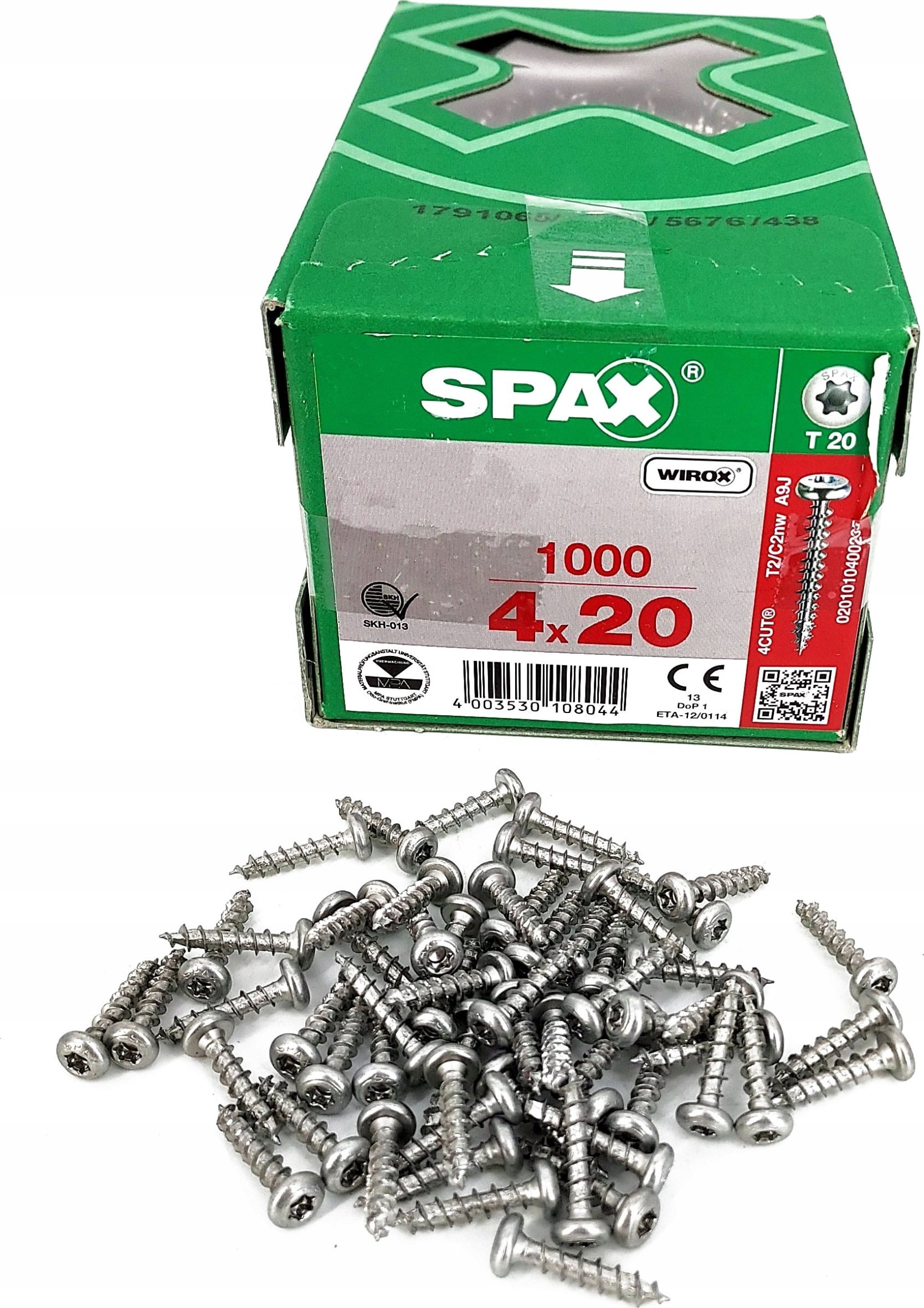 Spax WKRĘT ŁEB PÓŁKULISTY (1000) OCYNK BIAŁY 4.0*20MM HB TX MINI