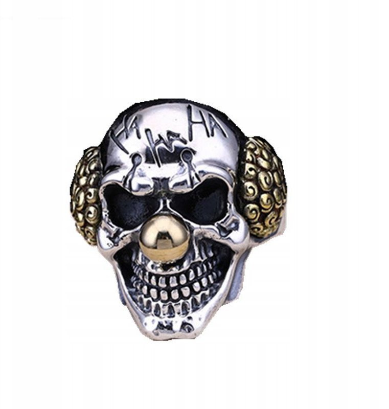 PIERŚCIEŃ SYGNET Obrączka Stal CLOWN KLAUN 398