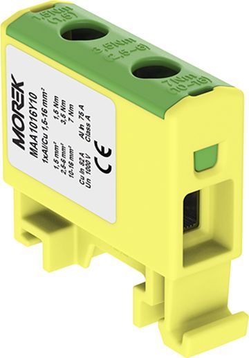 MOREK Złączka szyn. 1,5-16mm2 żółt-ziel 2otwor 1P MAA1016Y10 Morek 3750