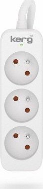 Kerg Przedłużacz KERG bez wyłącznika-3 gniazda-biało-szary-1,5m-16A-H05VV-F-3x1,5mm2