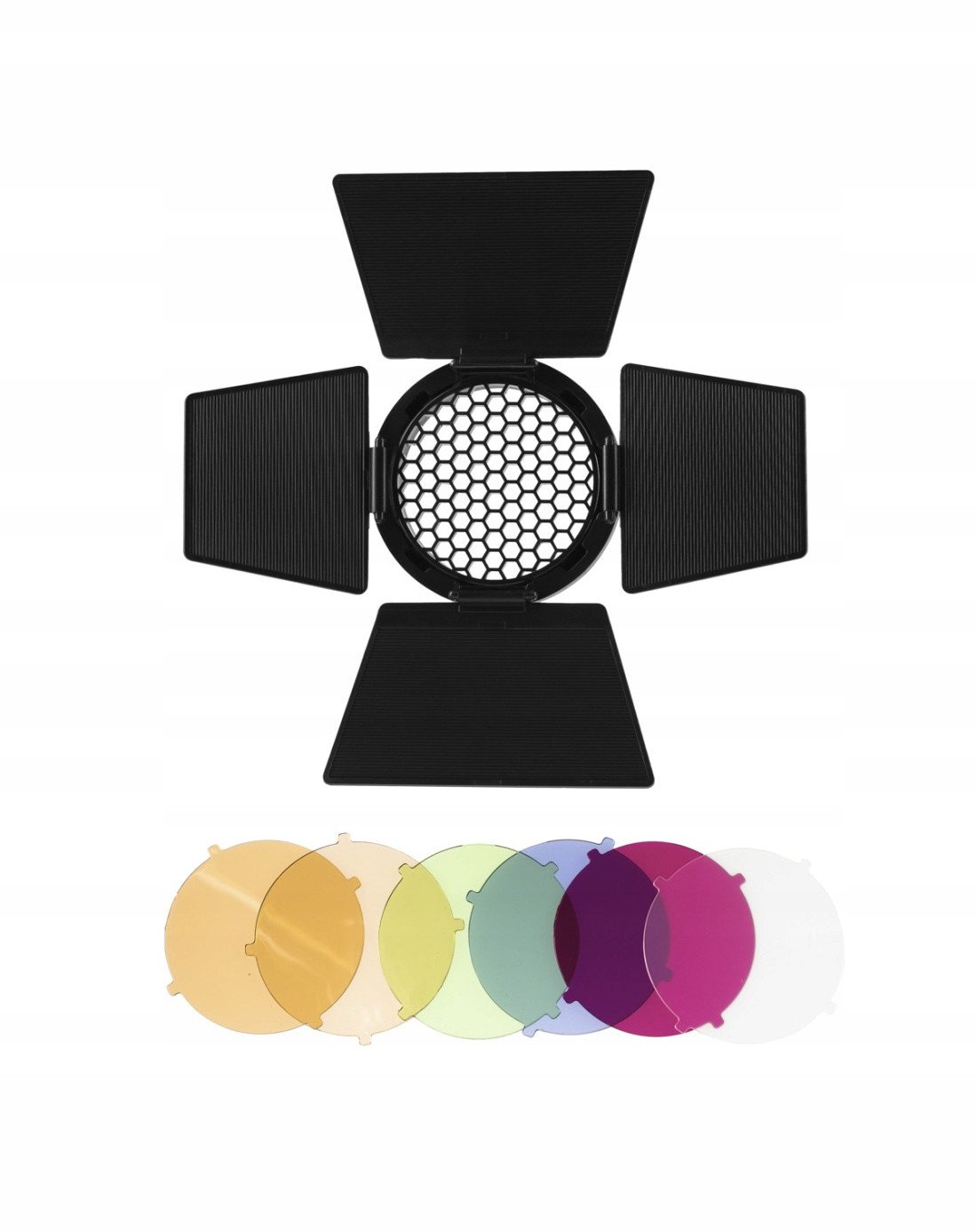 GlareOne G Barndoor Kit - wrota z gridem i filtrami kolorowymi