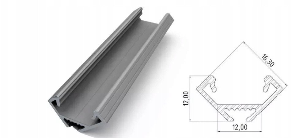 AL12-GLC2-AS-3000: Narożny profil ALU anoda srebrny 3030mm CORNER anoda silver