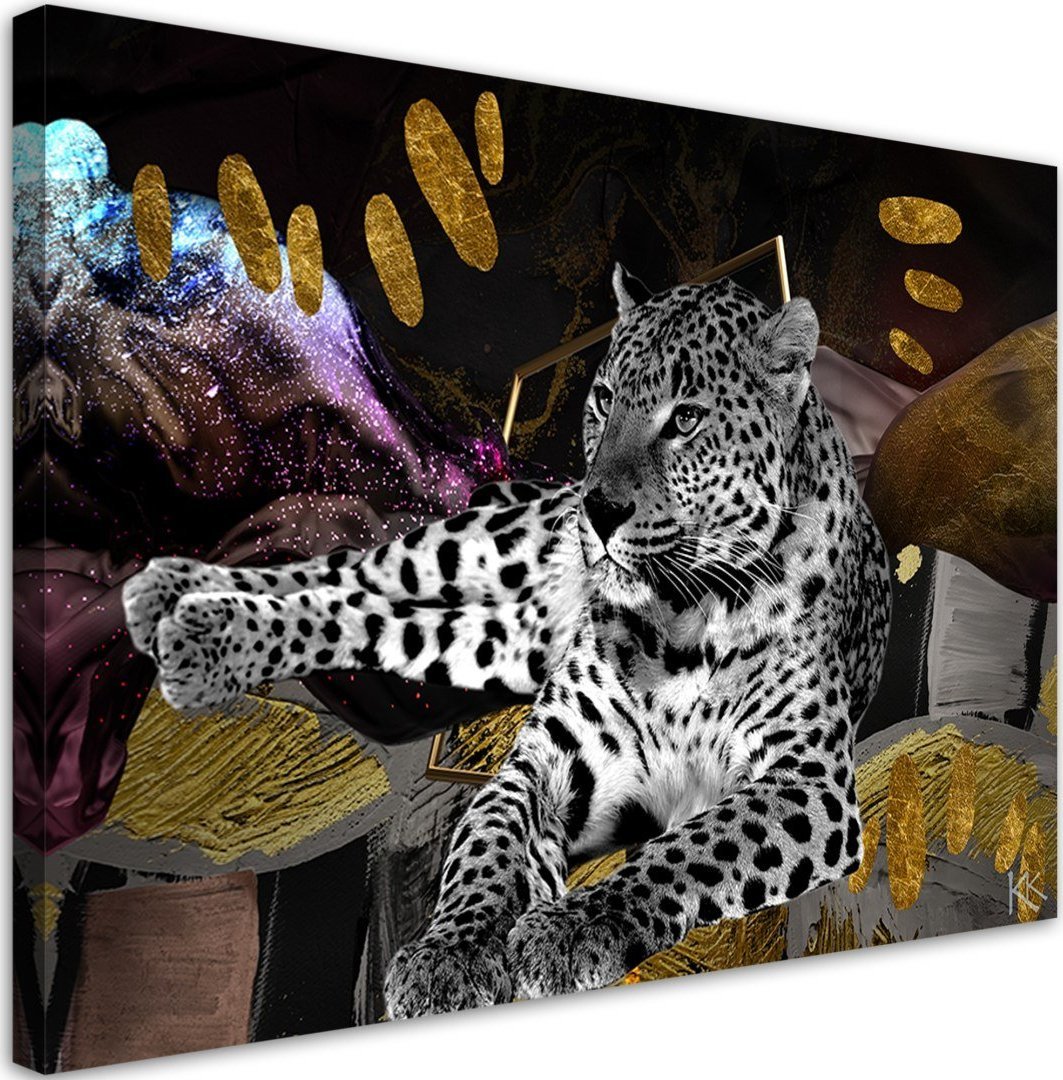 Feeby Obraz na płótnie, Lampart abstrakcja kolorowa - 120x80