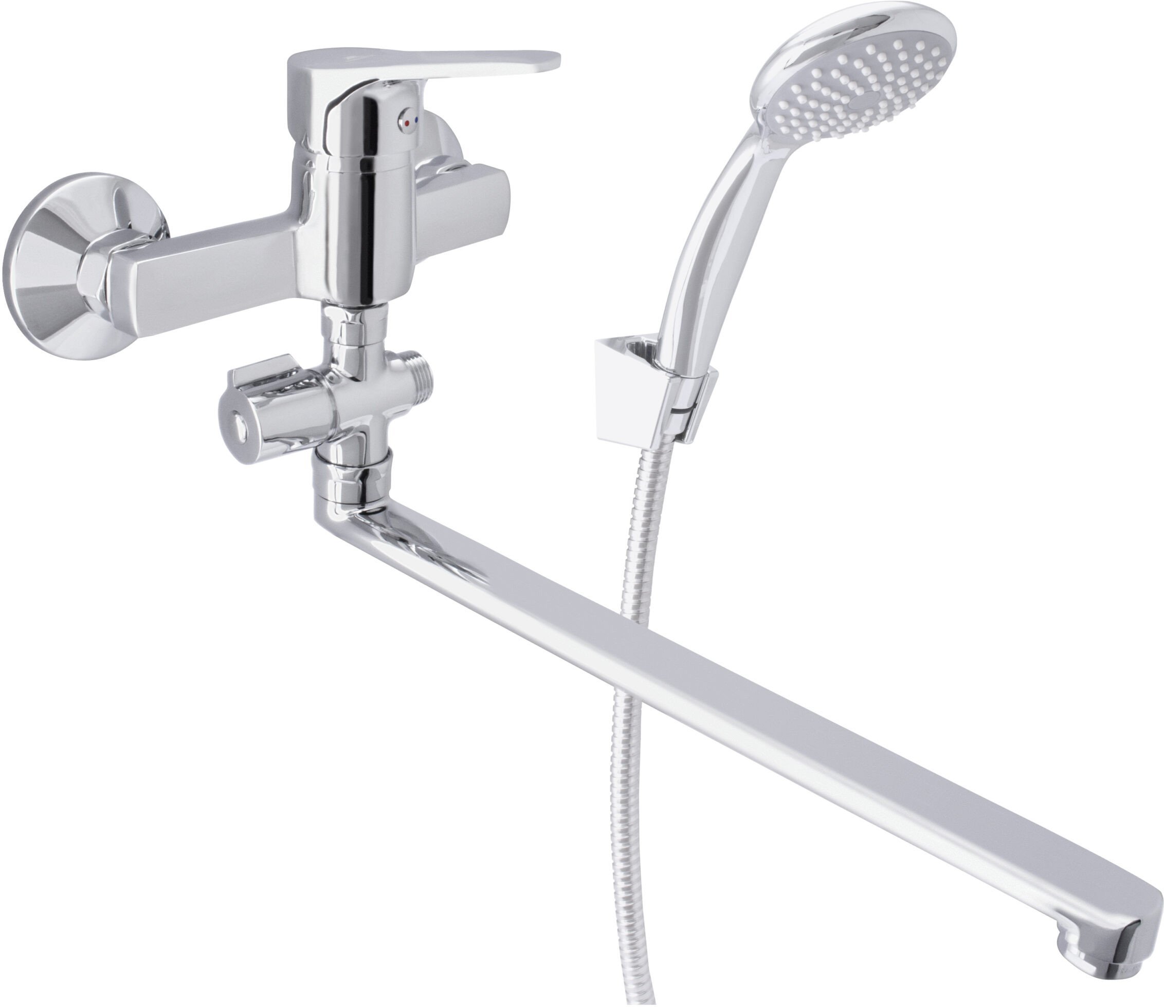 Bath-shower mixer RUBINETA LUKA-12/C, long spout, with shower system