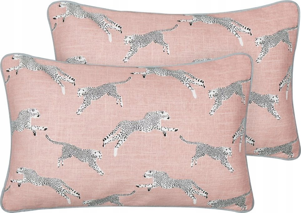 Beliani 2 poduszki dekoracyjne w gepardy 30 x 50 cm różowe ARALES