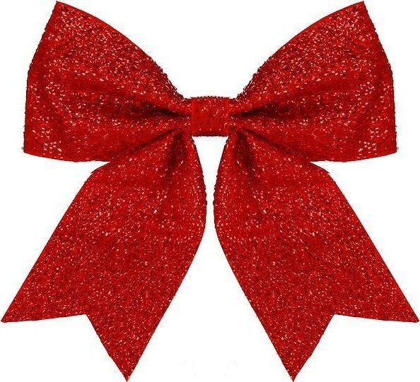 Springos Kokardka świąteczna na choinkę 20 cm brokatowa zawieszka choinkowa czerwona UNIWERSALNY