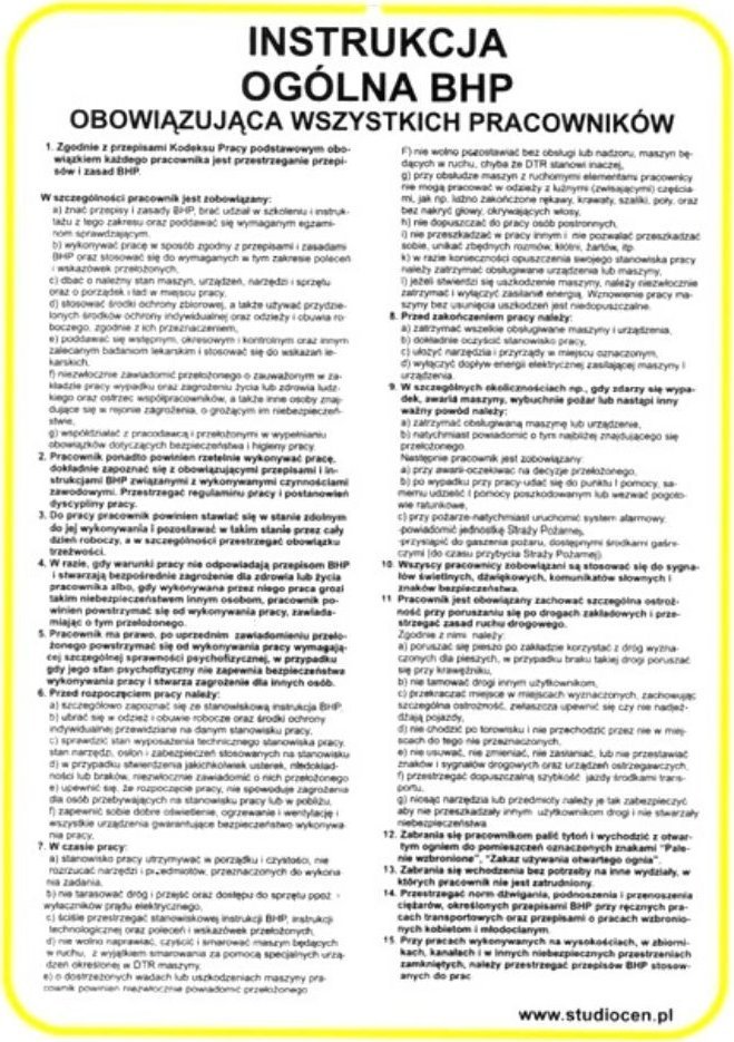 StudioCen Instrukcja BHP Ogólna
