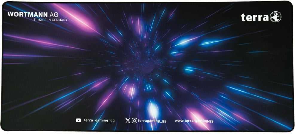 TERRA Mousepad XXL PURE Gaming black/purple schwarze Umkettelung; 900 x 400 x 3 mm