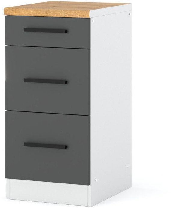 Szafka Kuchenna Dolna Z Blatem 3 Szuflady Blande 40cm Biała Szara