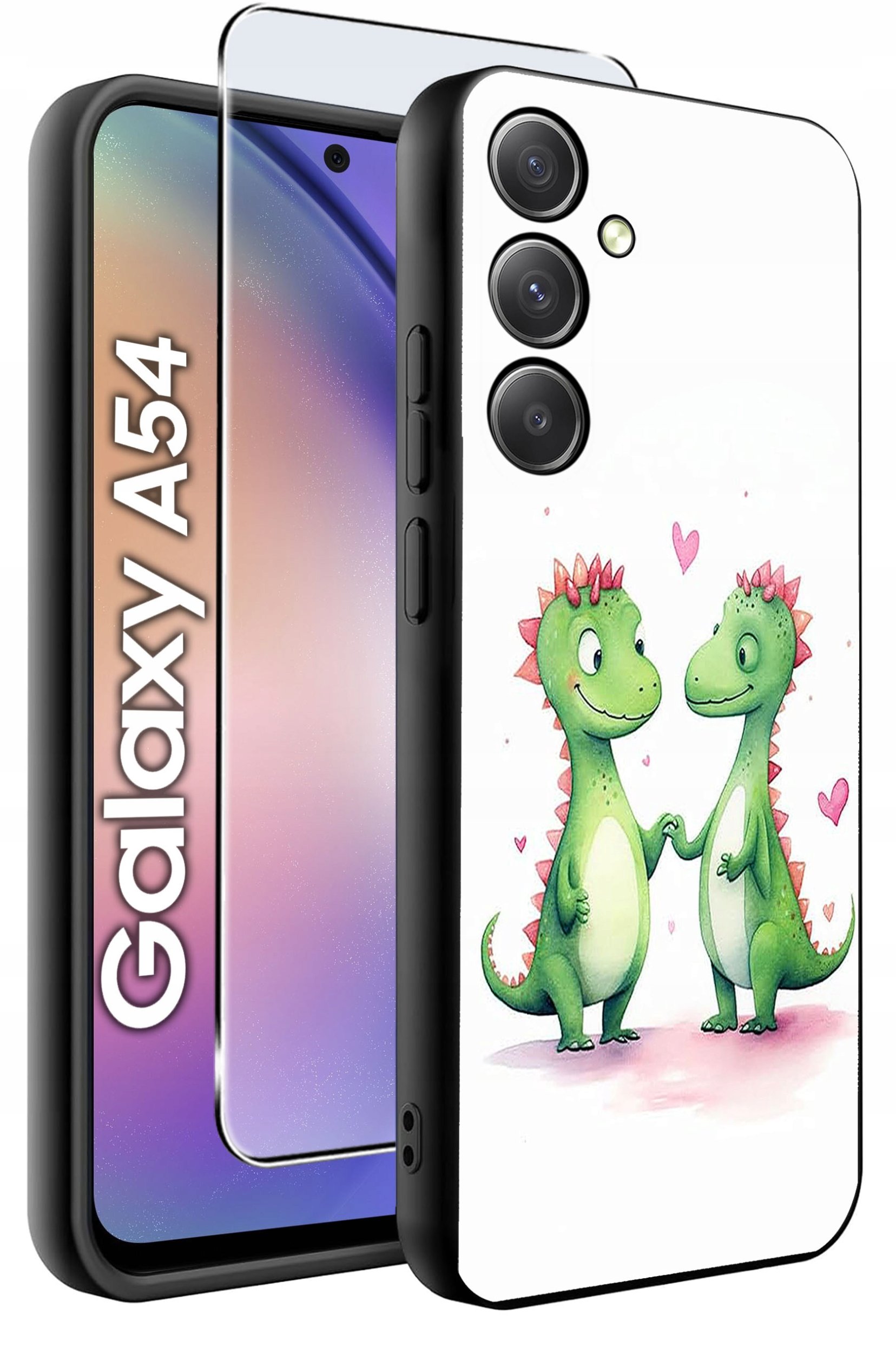 ETUI do Samsung A54 5G WZORY | SILIKONOWE MATT CASE + SZKŁO 9H