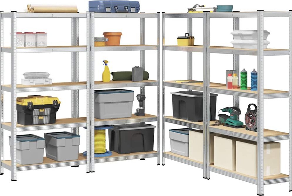 vidaXL Regały z 5 półkami, 4 szt., srebrna