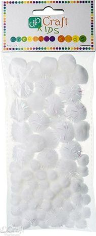 DP Craft Pompony akrylowe DPCRAFT mix białe 85szt. Dalprint