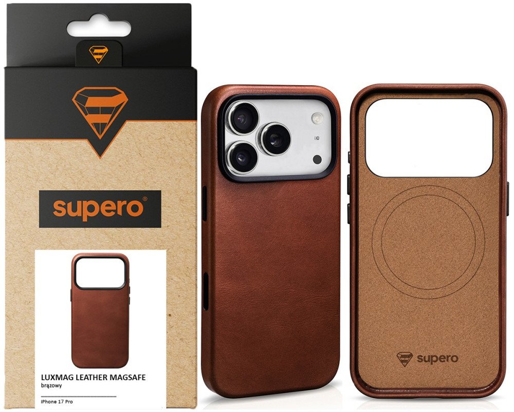 Etui Supero Luxmag Leather Magsafe do iPhone 17 Pro, brązowe