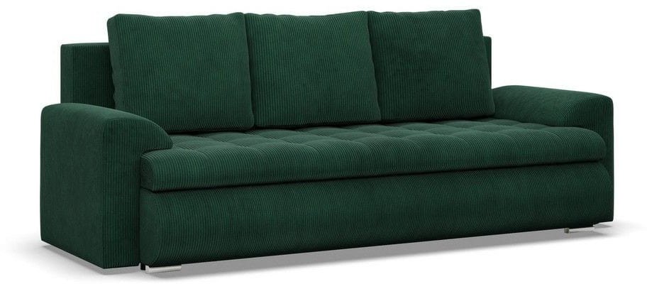 Kanapa rozkładana, Bosco, sztruks, 222x96x92 cm, butelkowa zieleń