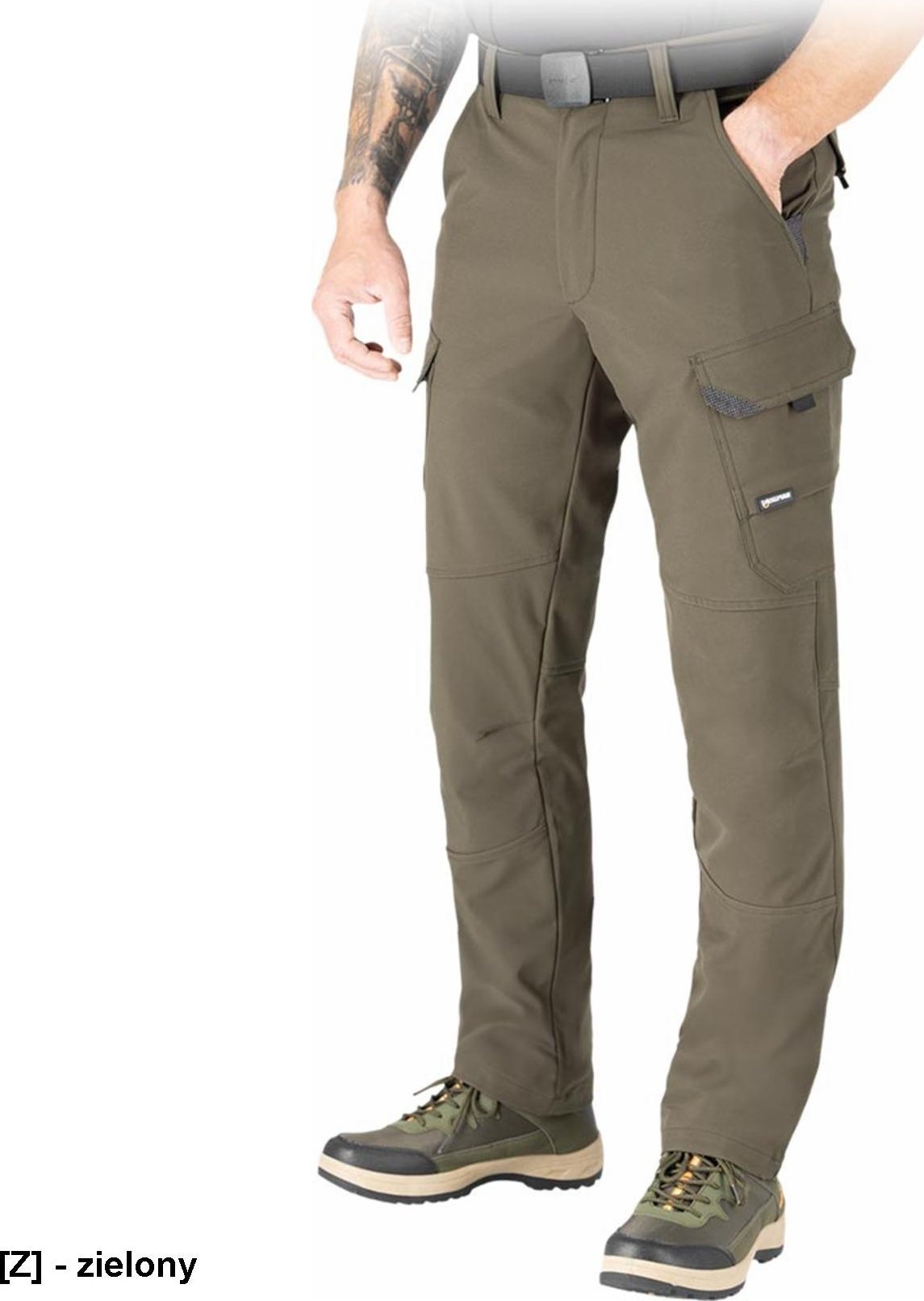 R.E.I.S. LH-RANCHER - Spodnie ochronne do pasa męskie 4 kieszenie softshell 4-kierunkowy stretch 94% poliester 6% elastan membrana TPU 100% poliester