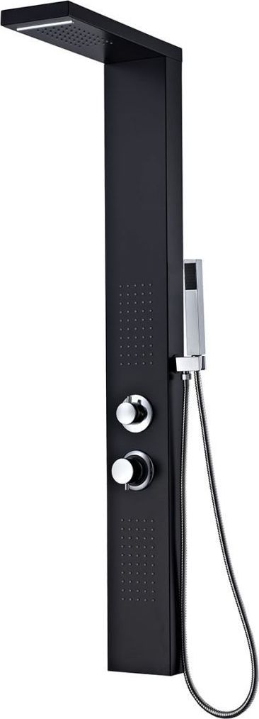 Zestaw prysznicowy vidaXL z deszczownicą z baterią czarny (142373)