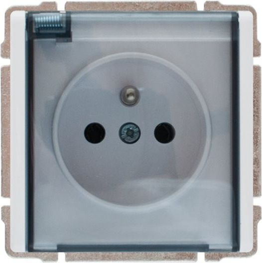 KOS Gniazdo podtynkowe KOS66 uziemienie klapka 16A 250V IP44 biały (660440)