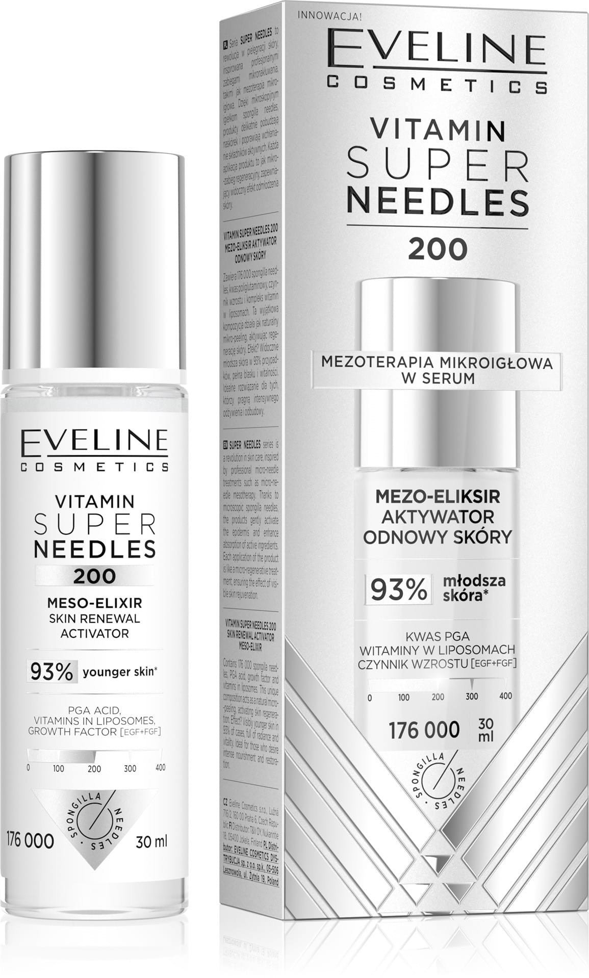 EVELINE Vitamin Super Needles 200 Mezo-eliksir aktywator odnowy skóry 30 ml