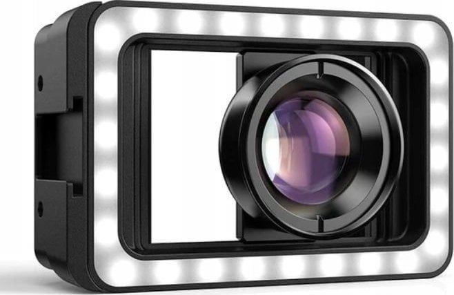 Apexel Obiektyw Makro Do Telefonu Smartfona 100mm Hd + Lampa Led 40 / Cri 95+ / Apl-hb100fl23