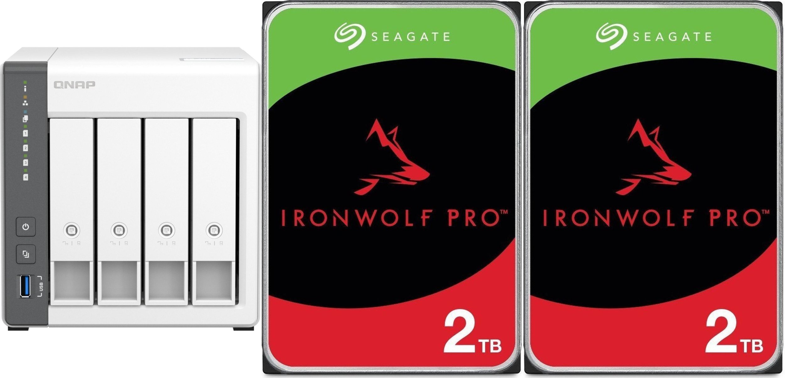 Serwer plików Qnap TS-433-4G + 2x Seagate IronWolf 2TB (ST2000VN003)