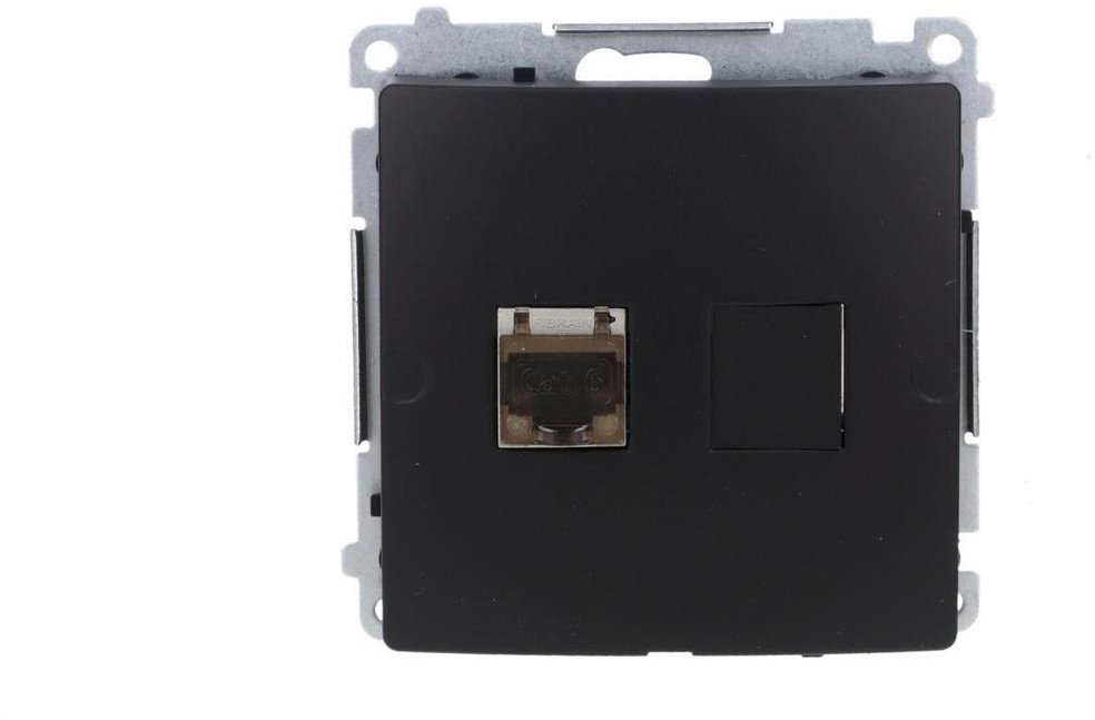 Simon Basic Gniazdo komputerowe RJ45, kat. 6, pojedyncze ekranowane z przesłoną przeciwkurzową (moduł). czarny BM61E.01/49