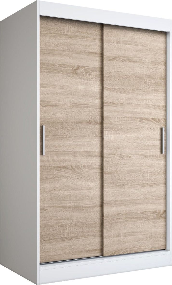 MKPOL Szafa przesuwna MODUO COMFORT 120 biała mat/dąb sonoma gładka
