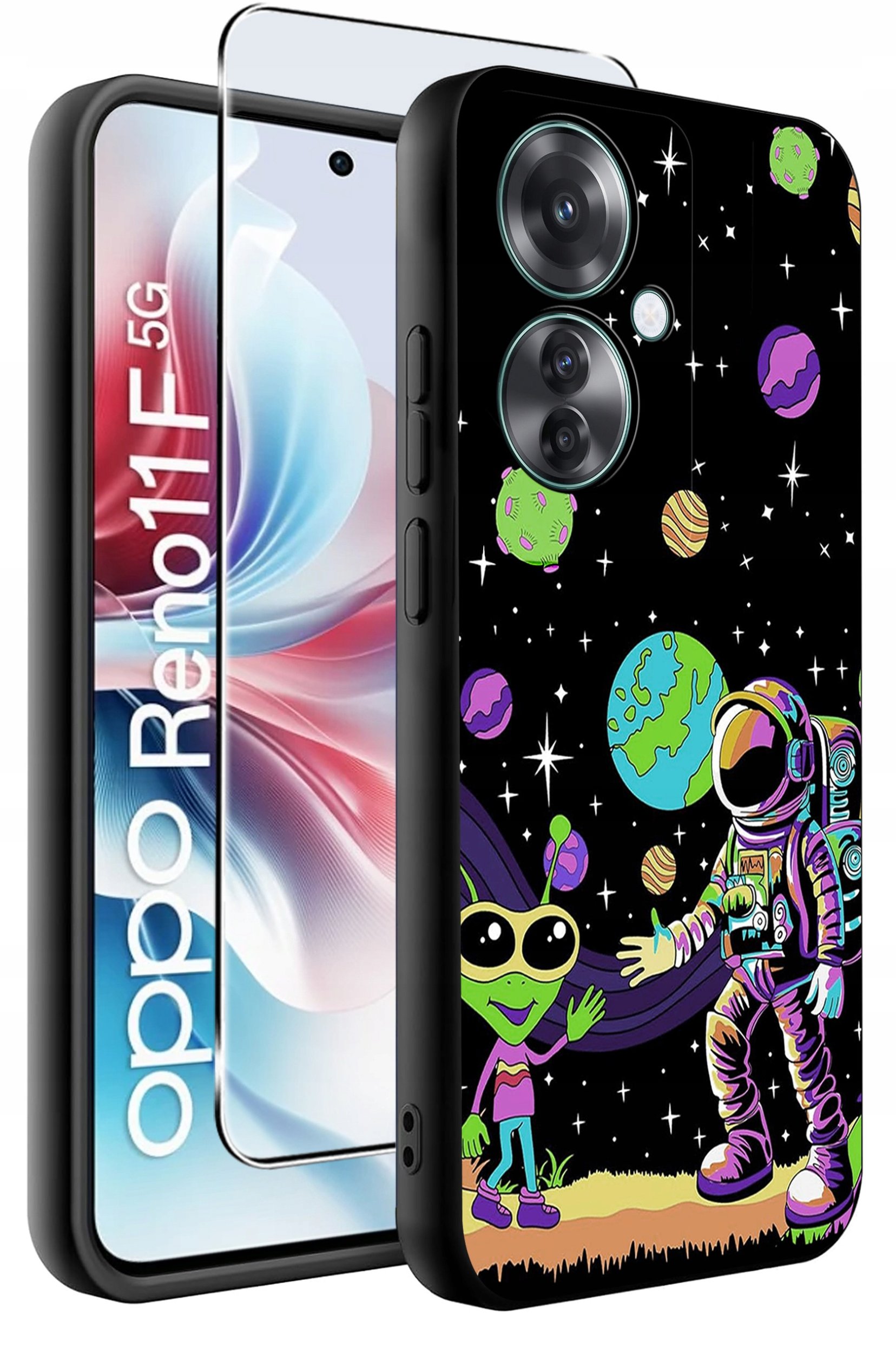 ETUI do Oppo Reno11 F 5G WZORY | SILIKONOWE MATT CASE + SZKŁO HARTOWANE 9H