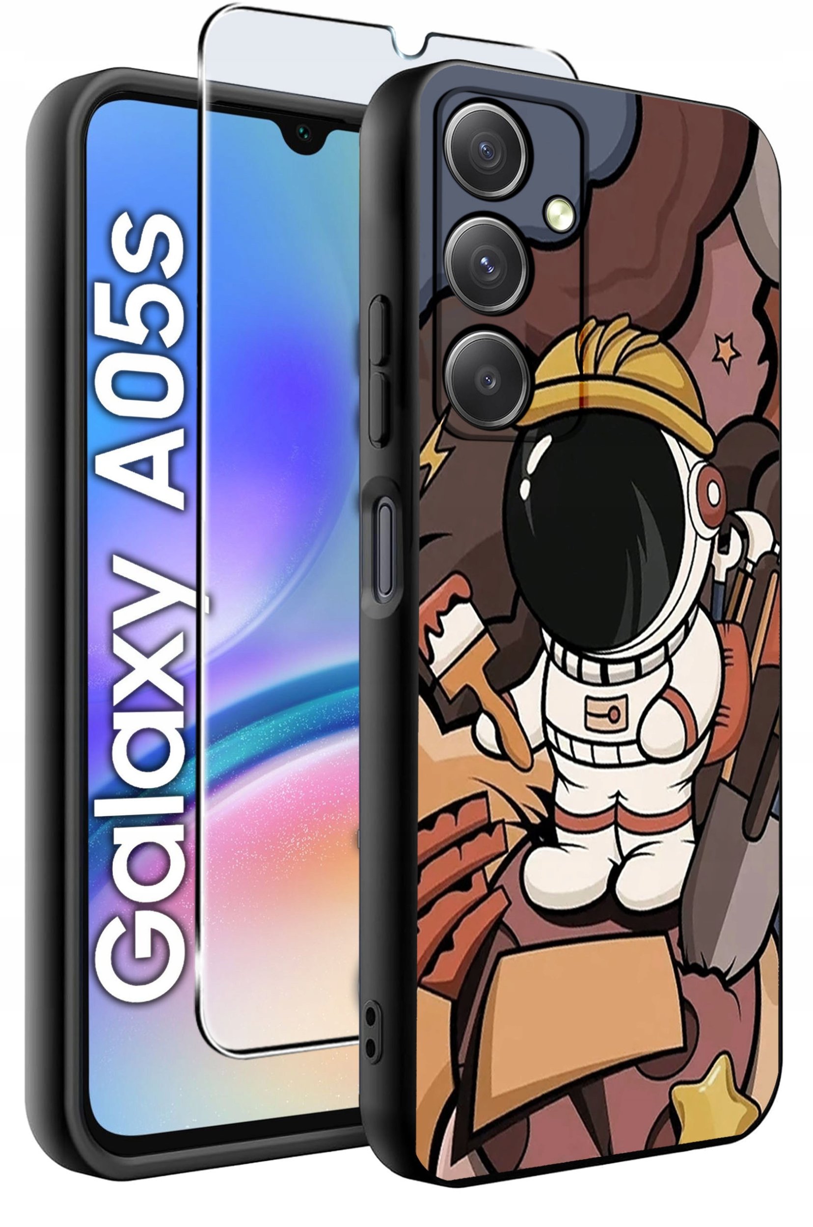 ETUI do Samsung A05s WZORY | SILIKONOWE MATT CASE + SZKŁO 9H