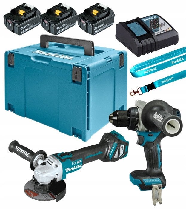 MAKITA ZESTAW COMBO 18V DLX2544TJ (DDF492 + DGA513) 3x5,0 MAKPAC