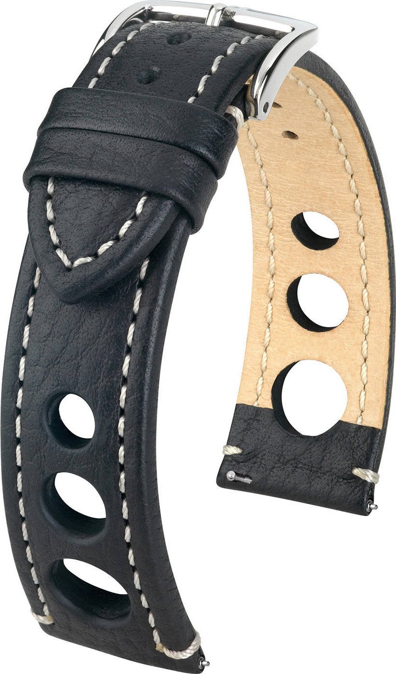 Hirsch Czarny pasek skórzany 20 mm HIRSCH Rally 05102051-2-20 (L)