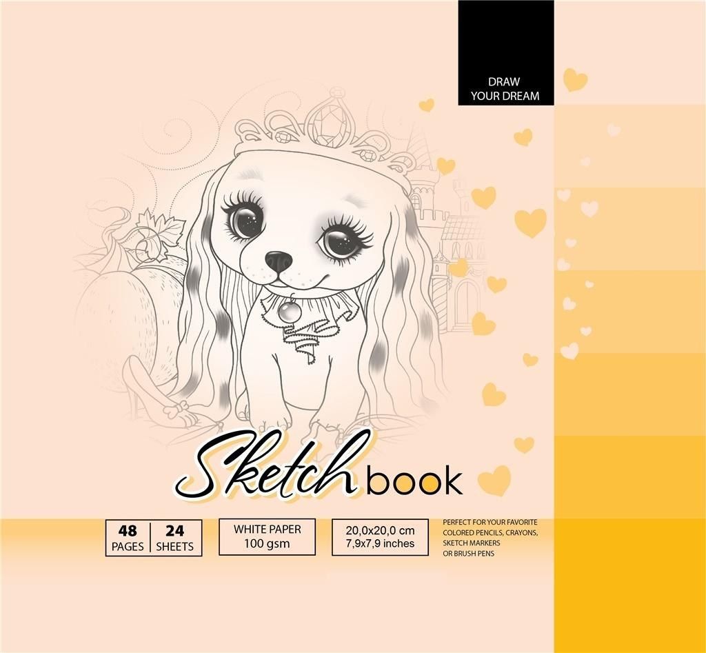 Fresh Szkicownik 20x20cm 48k pomarańczowy