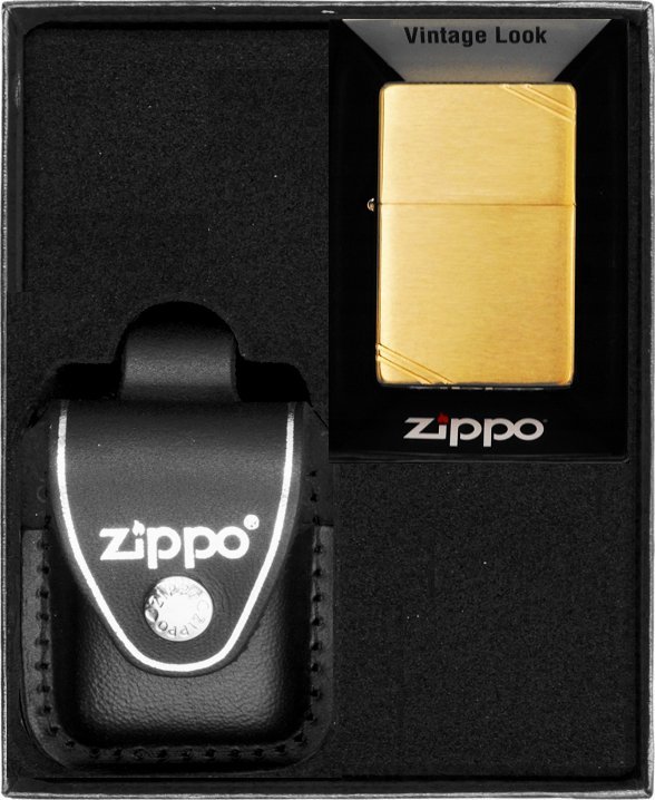 Zestaw ZIPPO Zapalniczka VINTAGE BRASS BRUSCHED Prezentowy No3