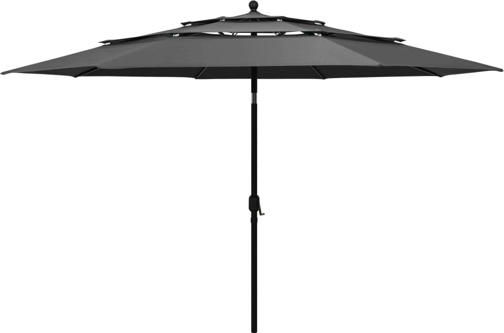 vidaXL 3-poziomowy parasol na aluminiowym słupku, antracytowy, 3,5 m