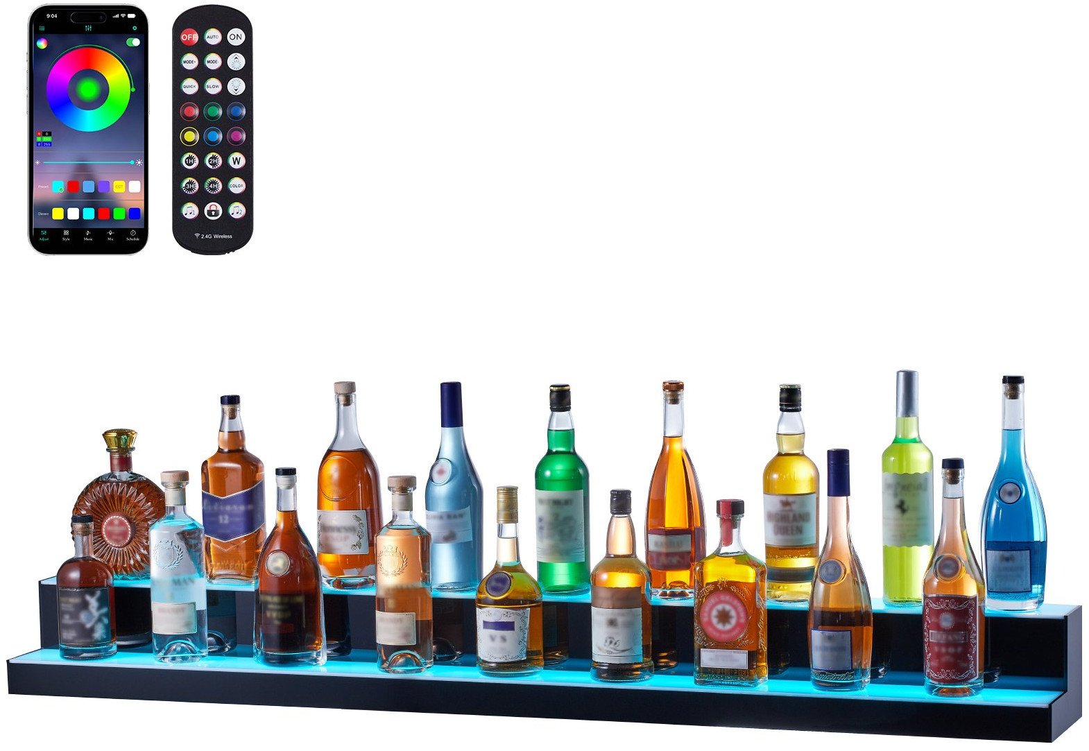 Podświetlana Półka na Butelki LED 152 cm Zdalne Sterowanie