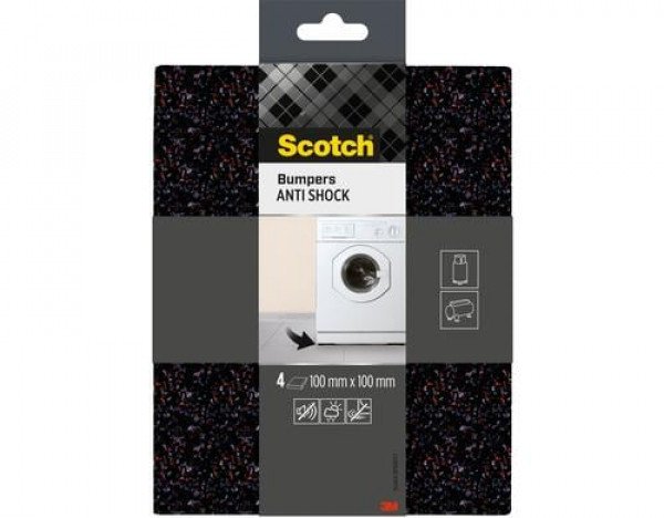 Gumowe podkładki antywibracyjne SCOTCH, 100x100mm, 4 szt., czarne